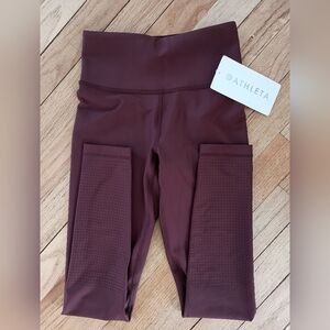 NWT Athleta Burgundy Interval Perforated Leggings